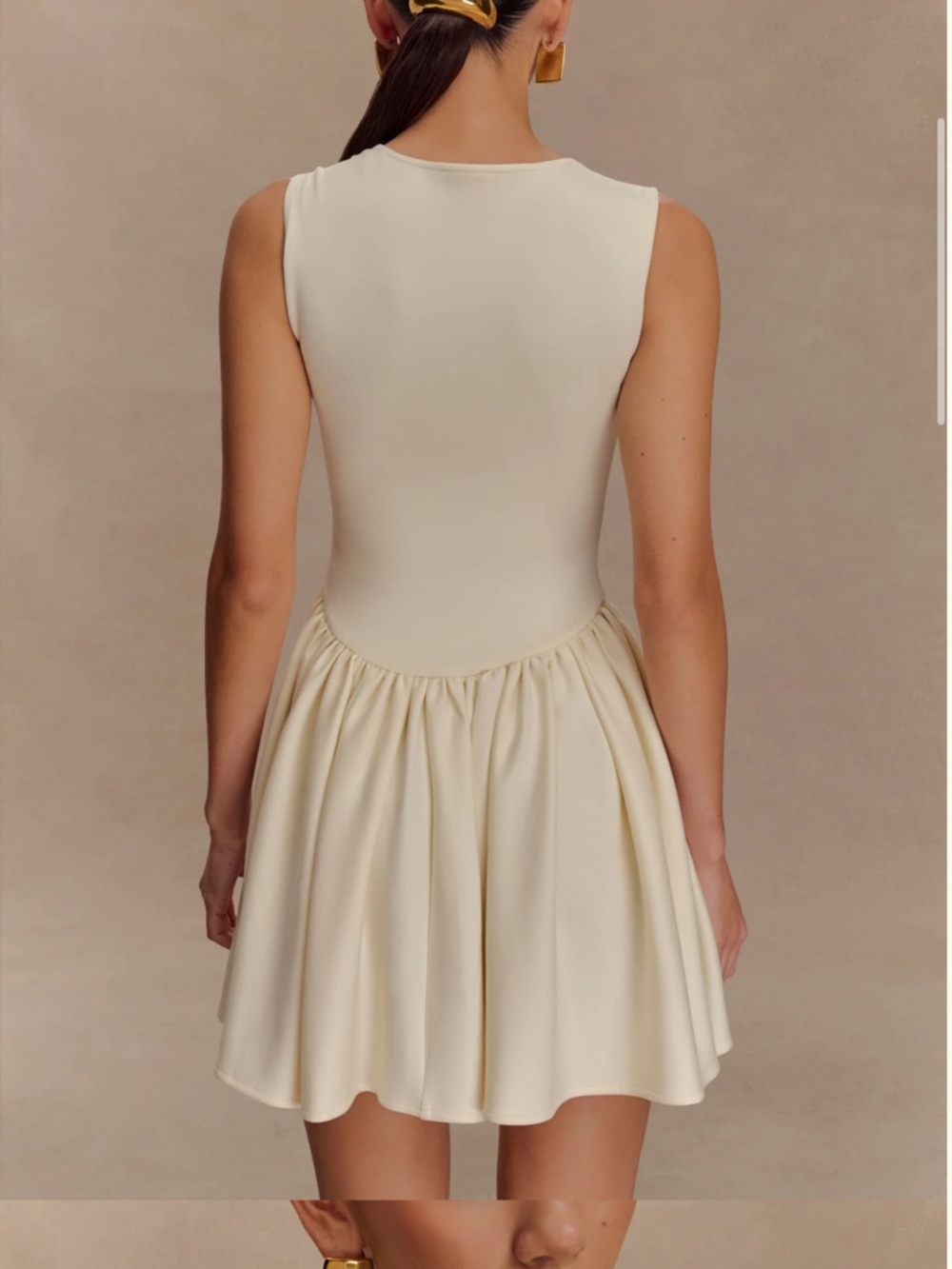 Meshki Sharon Sleeveless Square Neck Cream Dress - Picture 5 of 7